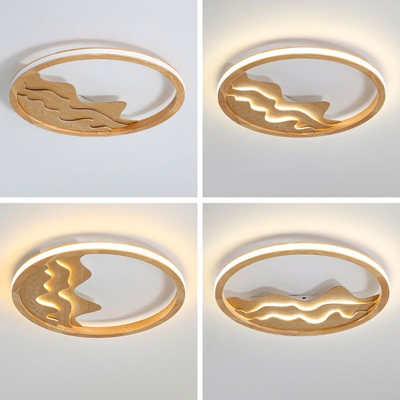 Houten Ring Vormige Flush Light Fixture Minimalistische LED Plafond Licht voor Slaapkamer