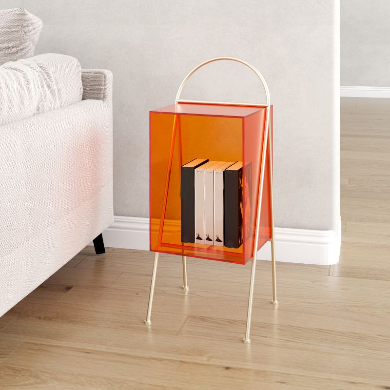 Contemporary Accent Side Table Plastic 4 Legs with Storage Living Room