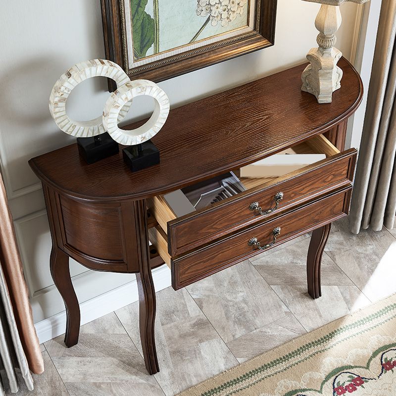 Victoria Wood Console Table Half Moon Console Sofa Table for Hall
