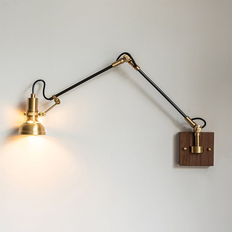 Goldene Metallwandlampe Leuchten Industrial Swing Arm Lampe für Schlafzimmer