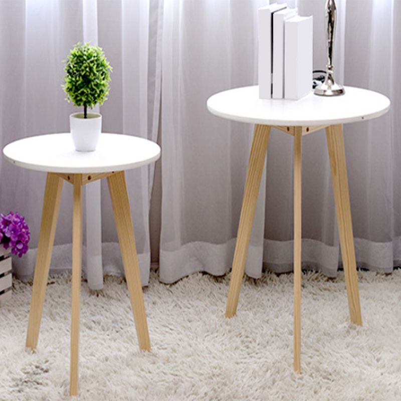 27.56" Tall Round Wood Side Table Contemporary Tri Pin End Table