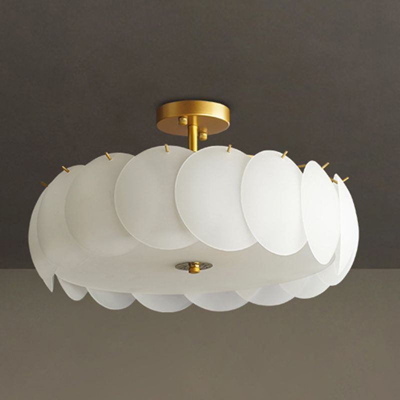 Bubble Float Semi Mount Lighting Modern Glass Semi Flush Ceiling Light in White