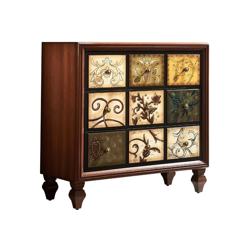 American Traditional Wooden Storage Chest Home Horizontal Chest with Drawers