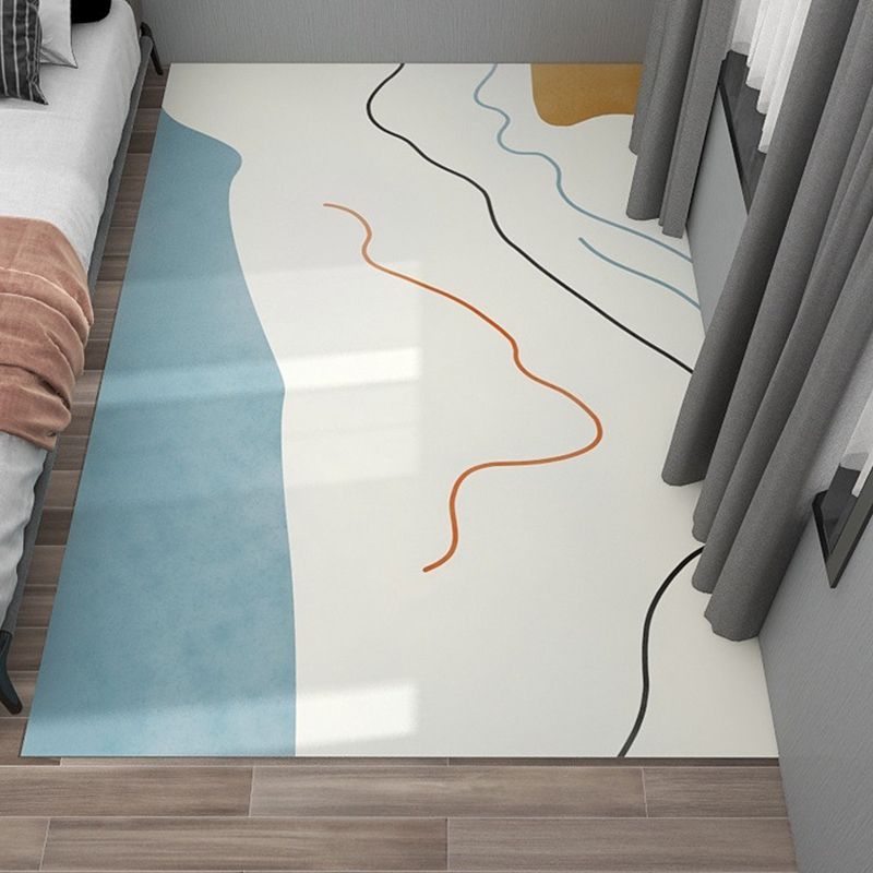 Apricot Color Lump Rug Polyester Simple Rug Stain Resistant Rug for Living Room