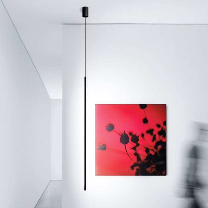 Black Aluminum New Modern Hanging Ceiling Light Linear 1-Light Pendant Light for Bedroom