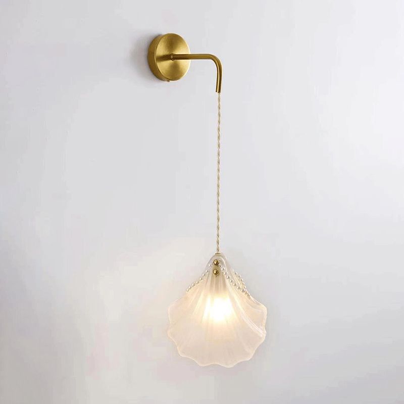 Contemporary Glass Shade Wall Light 1-Light Wall Mounted Light Fixture for Bedroom