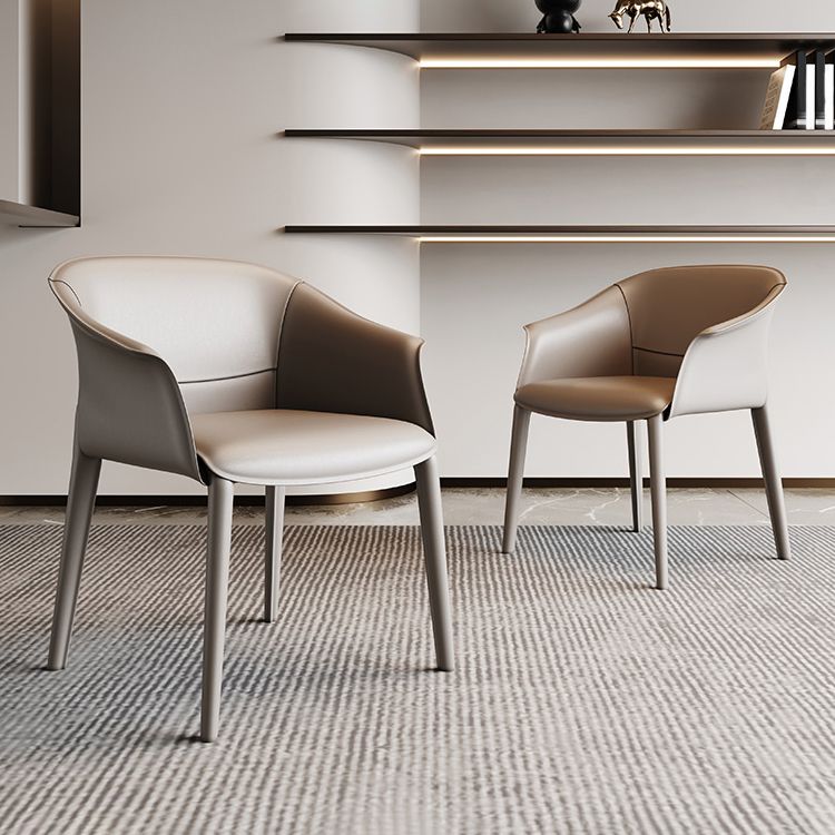 Modern Upholstered Guest Chair Faux Leather Dining Arm Chair