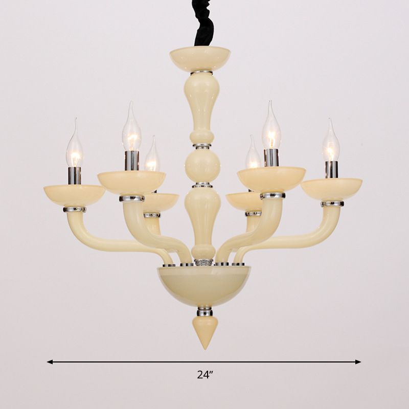 Sputnik Sala de estar Iluminación Beige antiguo/White/Black Glass 10 cabezas Lámpara colgante colgante de cromo