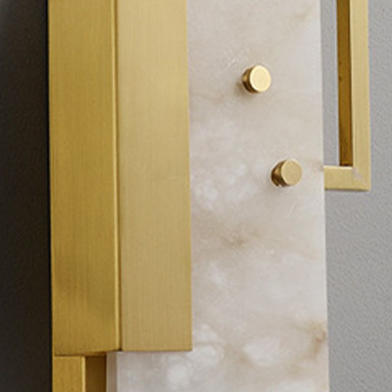 Modern Brass Wall Light Gold Geometric Wall Sconce with Mica for Bedroom