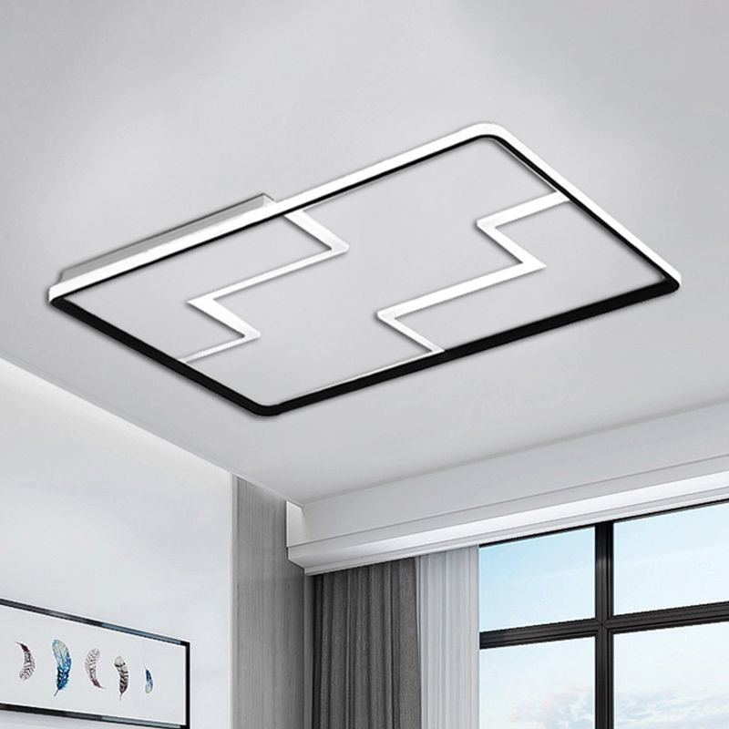 Acrylic Block Flush Ceiling Light Fixture Simplicity 19"/23"/27.5" Wide LED White/Black Flush Mount Lamp in Warm/White Light