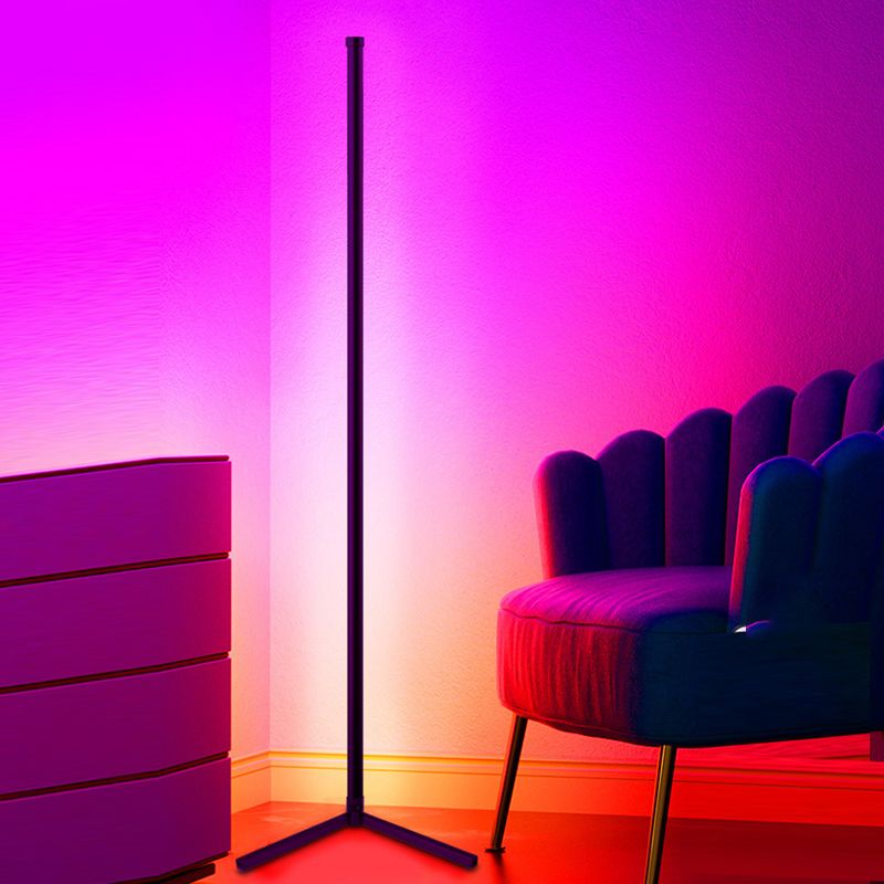 Tube Floor Light Modern Style Metal 1 Light Floor Light Fixtures in Black