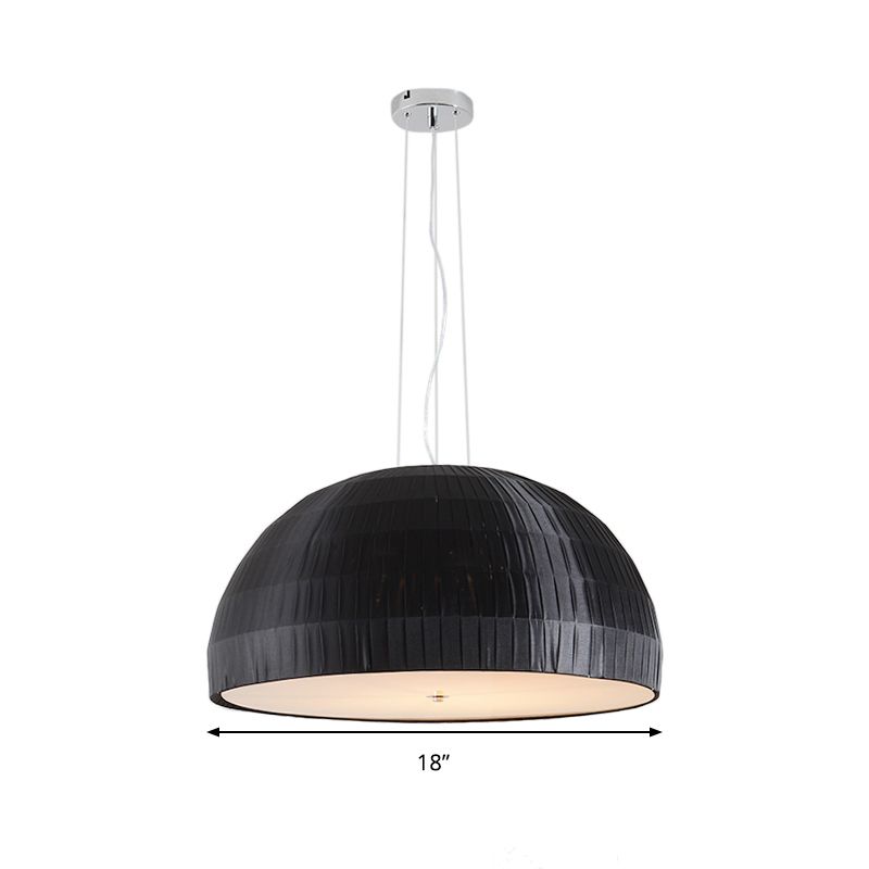 Black Dome Pendant Chandelier Simple Style 4 Lights Fabric Hanging Light Fixture for Bedroom