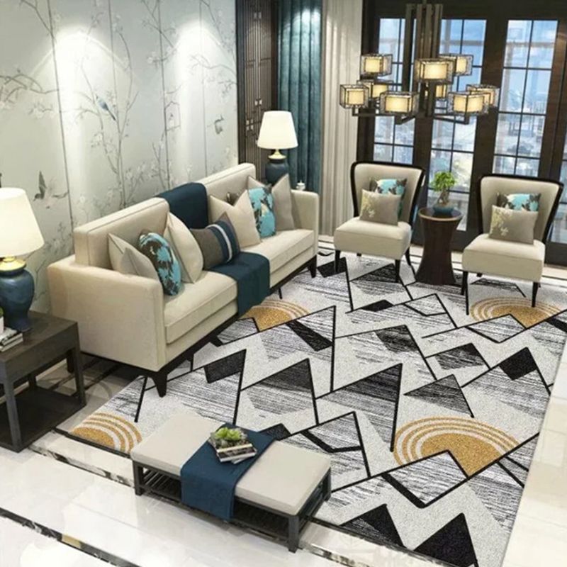 Creative Harlequin Pattern Area Rug Polyester Carpet Non-Slip Backing Indoor Rug for Home Decoration