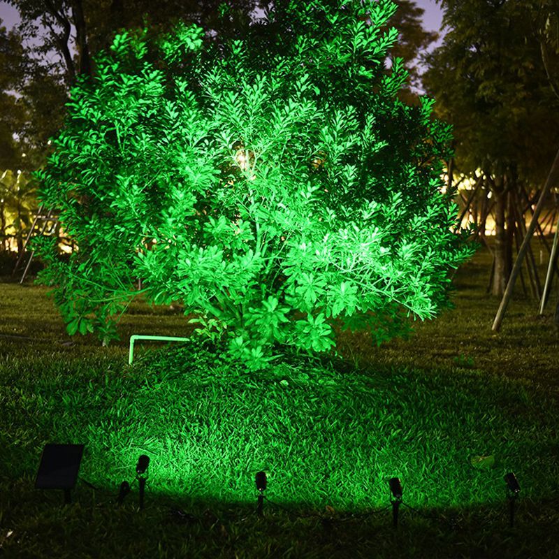 Cylindrical Aluminum Solar Spotlight Contemporary Black LED Stake Light for Garden