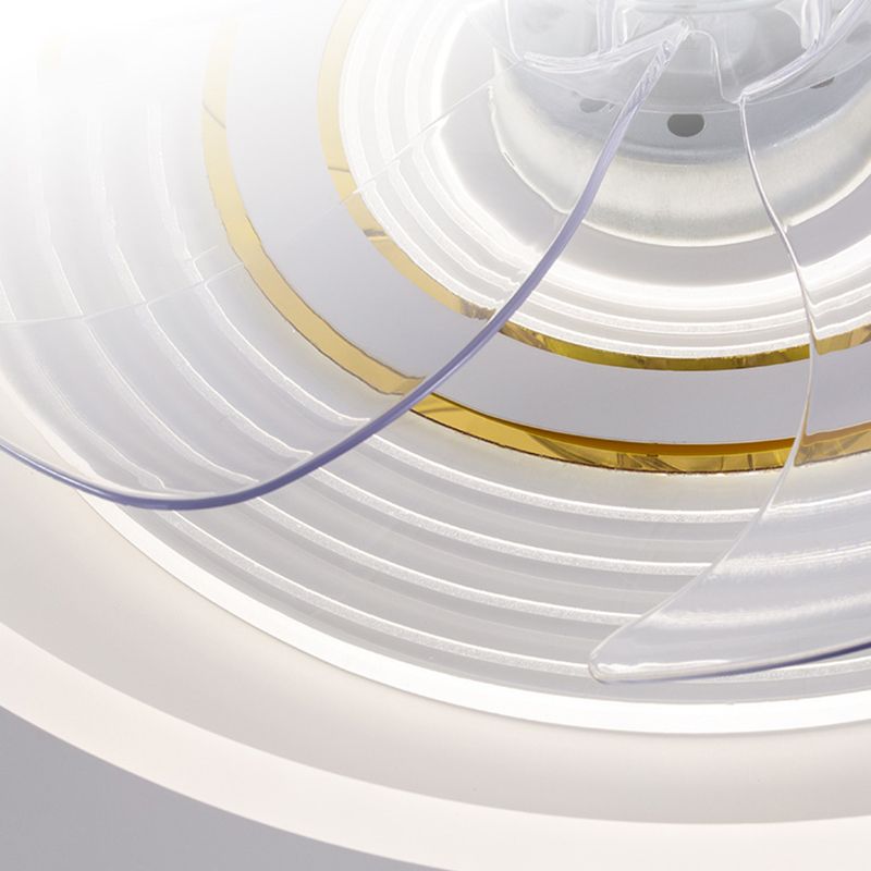 Weißer Kreis LED Deckenventilator Leichte stilvolle nordische Acryl -Halbflush -Halterung für Schlafzimmer