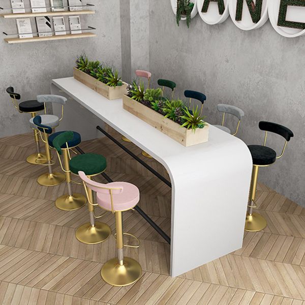 Scandinavian Metal Barstool Fabric Upholstered Counter Stool in Matte Finish for Indoor