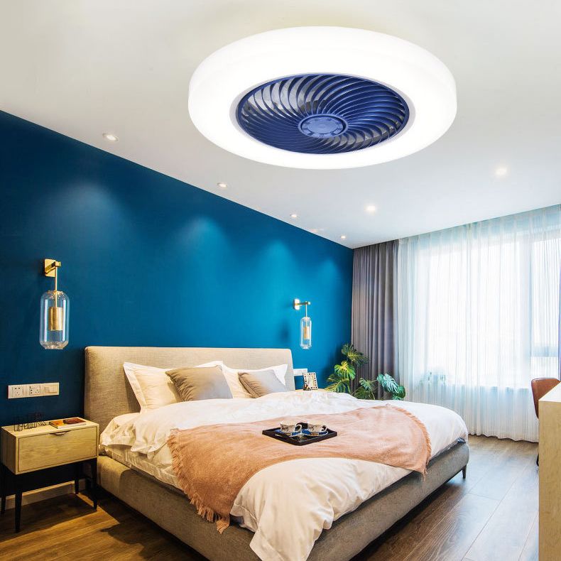 Simple LED Ceiling Fan Light 1-Light Ceiling Mount Lamp with Acrylic Shade for Bedroom