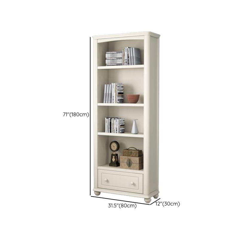 Wood Standard Bookshelf White Contemporary Bookcase with Shelves