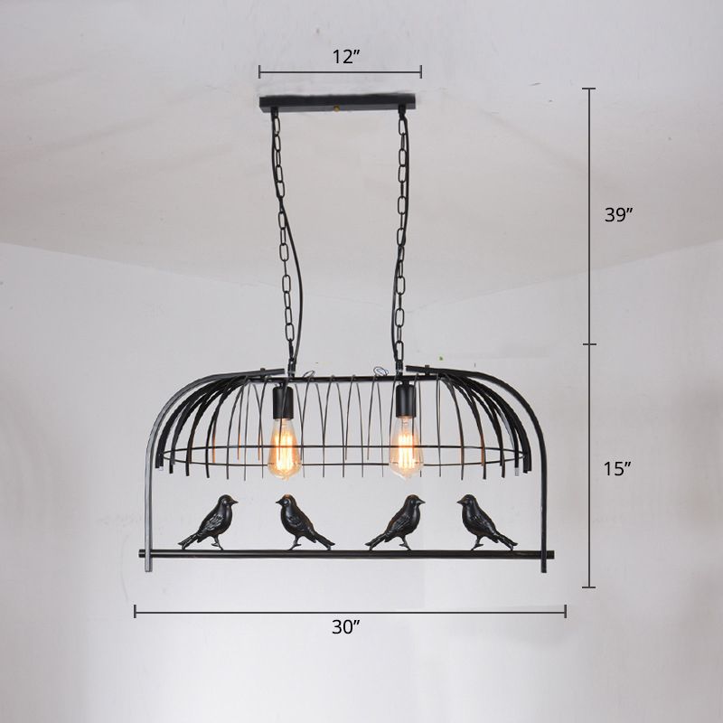 Bird Cage Kitchen Island Lighting Farmhouse Metal Black Finish Suspension Light Fixture