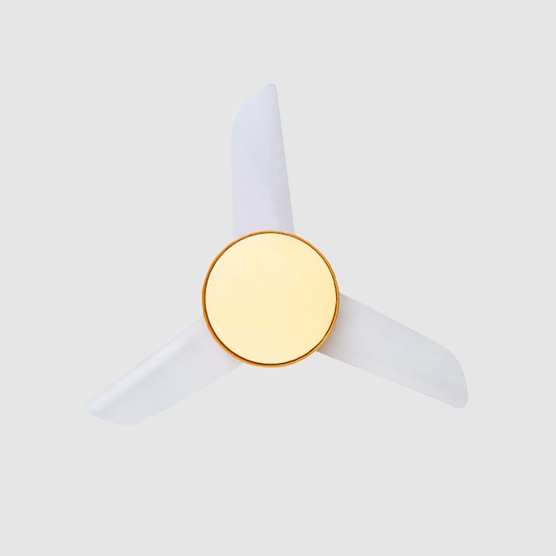 Metal Flush Mount Fan Lamp Macaroon Style LED 3 Gears Ceiling Fan Light for Living Room