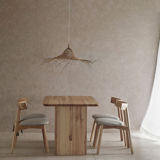 Modern Pine Solid Wood Table for Restaurant Rectangle Dining Table with Trestle Base
