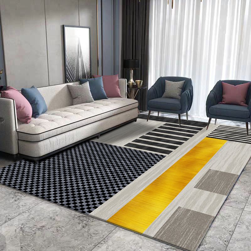 Luxuriöser geometrischer Teppich, mehrfarbig, minimalistischer Teppich, Synthetik, haustierfreundlich, maschinenwaschbar, rutschfester Teppich für die Inneneinrichtung