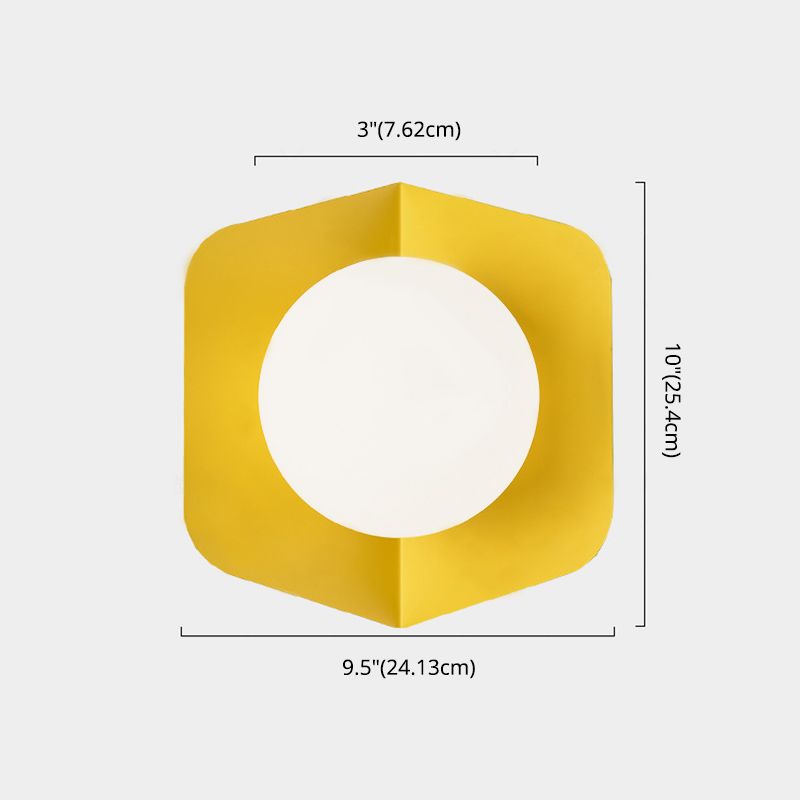 Metal colorido de lámpara de montura de montaje de montaje tono de vidrio 1 lámpara de pared de macarrón ligero apliques