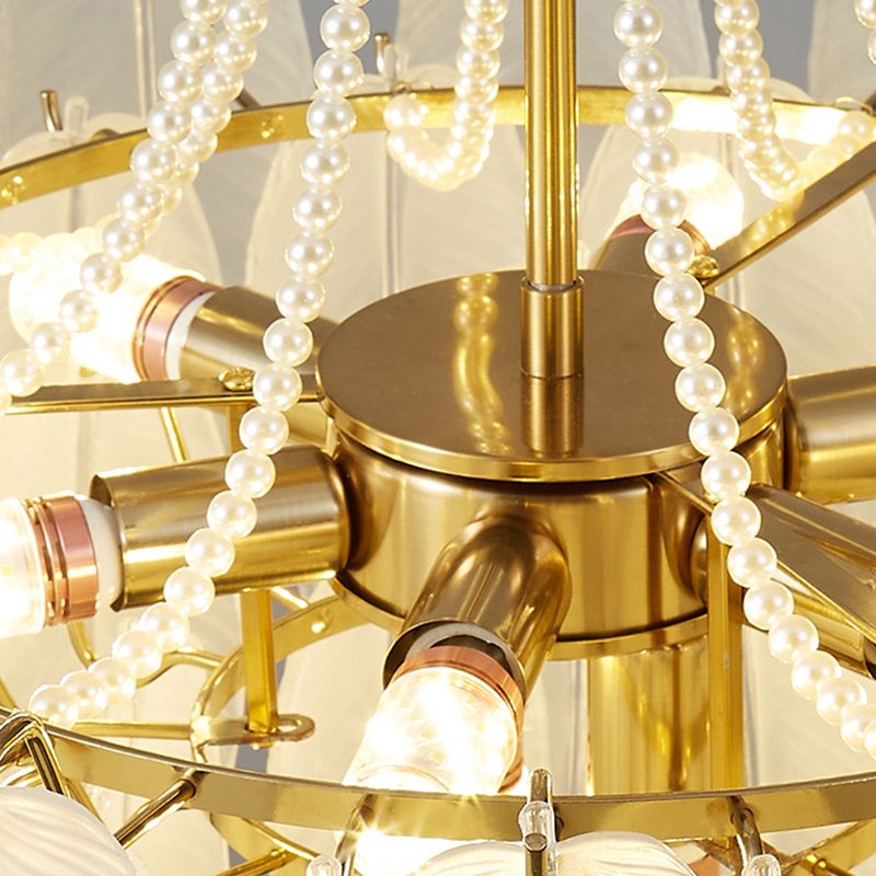 Contemporary Indoor Hanging Light Glass Feather Chandelier for Living Room
