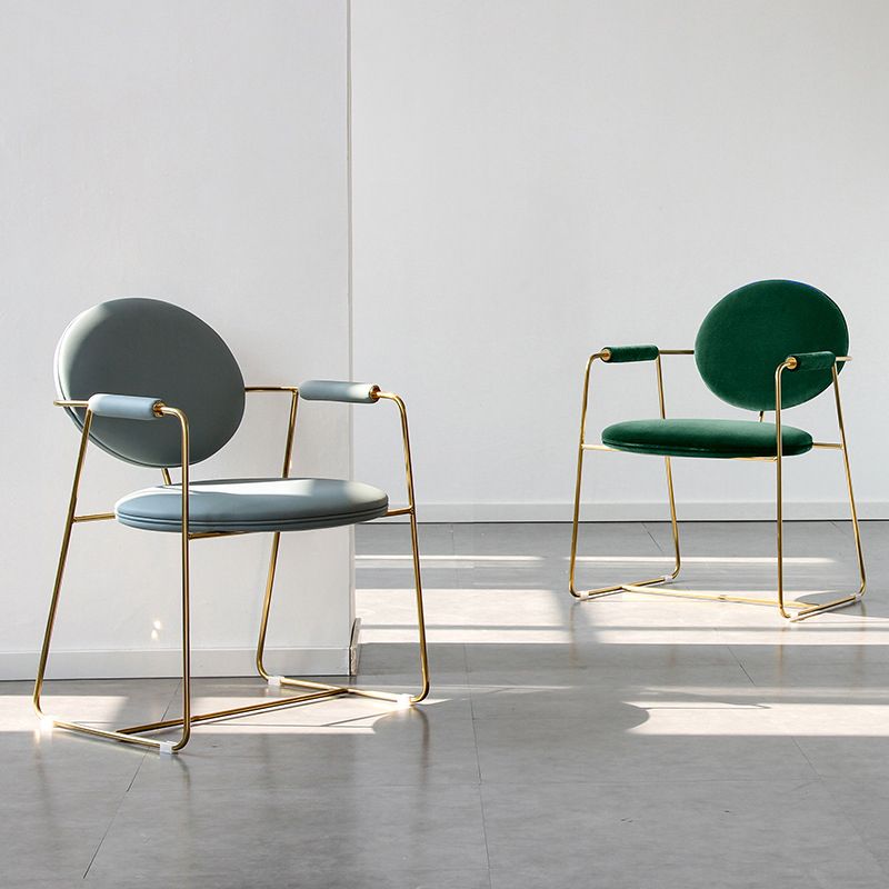 Upholstered Arm Chair Gold Base Dining Chair for Dining Room