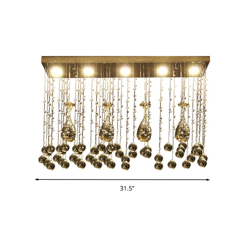Luminaire encastré chromé LED moderne monté au plafond en cristal incrusté, 25,5 "/ 31,5" / 39 "de long
