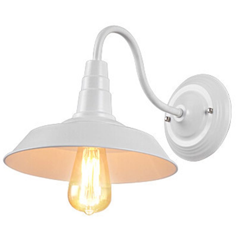 Retro Industrial Style Wall Sconce with Dome Shade Metal Gooseneck Arm Wall Light for Restaurant