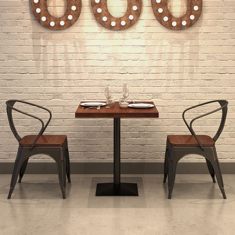 Industrial Dining Room Table Solid Wood Table with Black Base for Dining Room