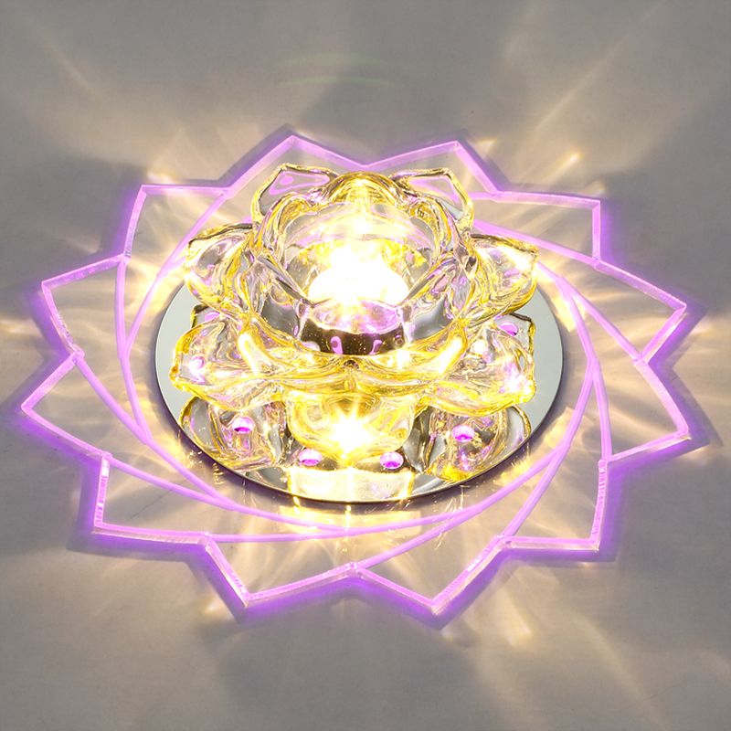 Blossom LED Flush Mount Modern Crystal Hallway Flushmount Ceiling Lighting in Clear