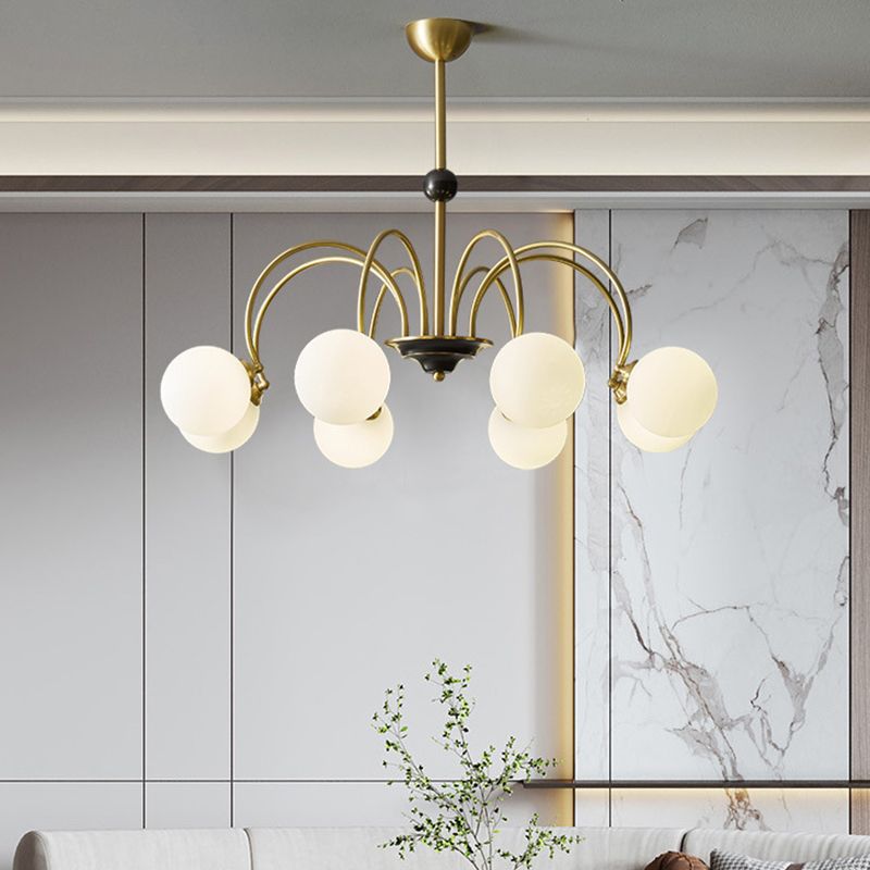 Spherical Shape Chandelier Light Modern Style Glass Multi Light Hanging Light for Bedroom