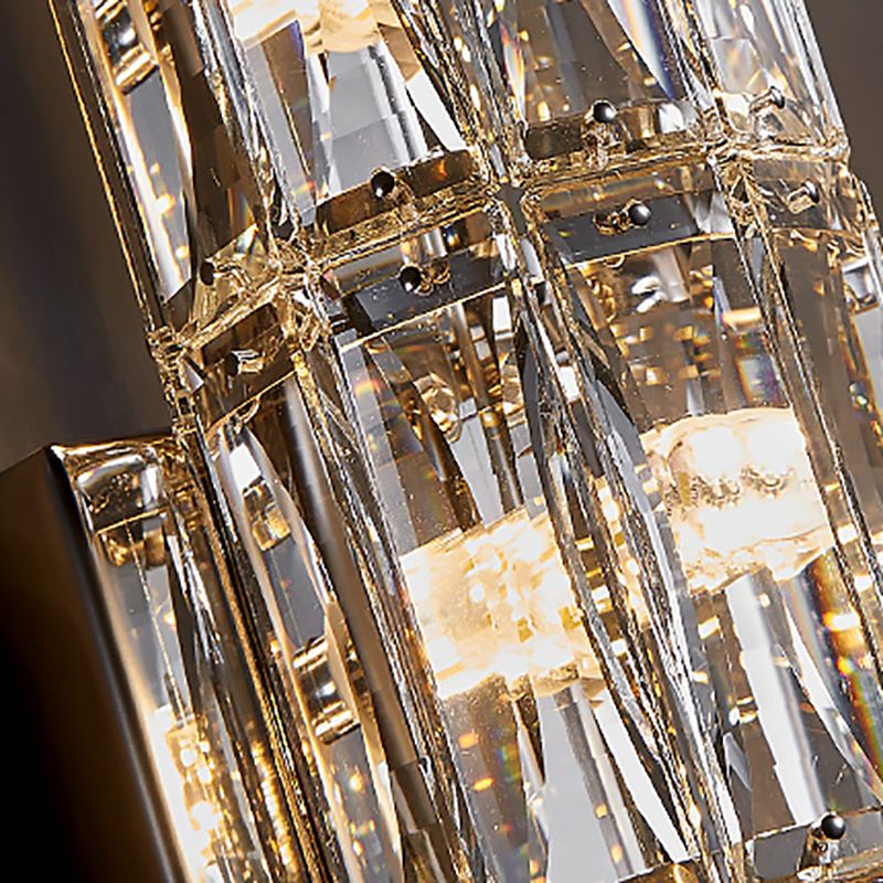 Postmodern Crystal Wall Light Cylinder Multi Light Wall Sconce for Living Room