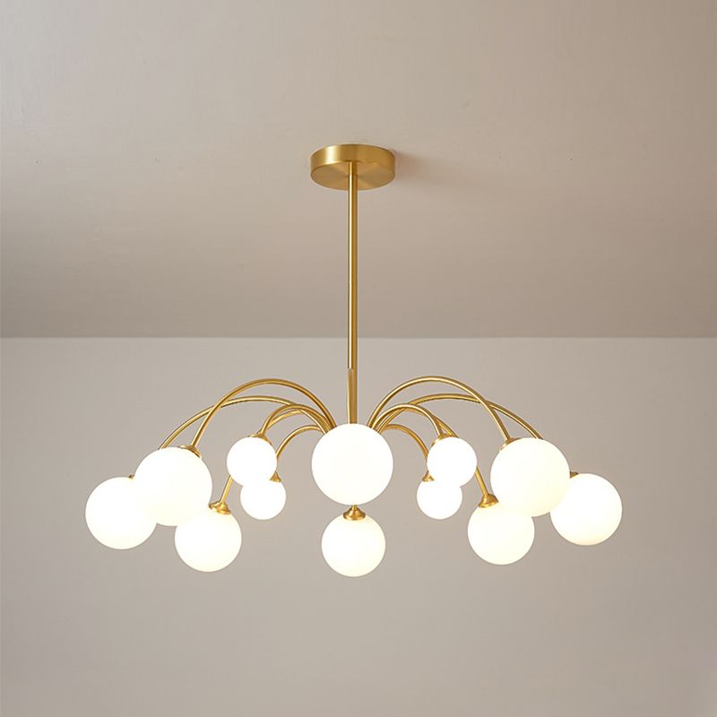 Gold Multi Head Chandelier Light Fixtures Simple Glass Hanging Chandelier for Living Room
