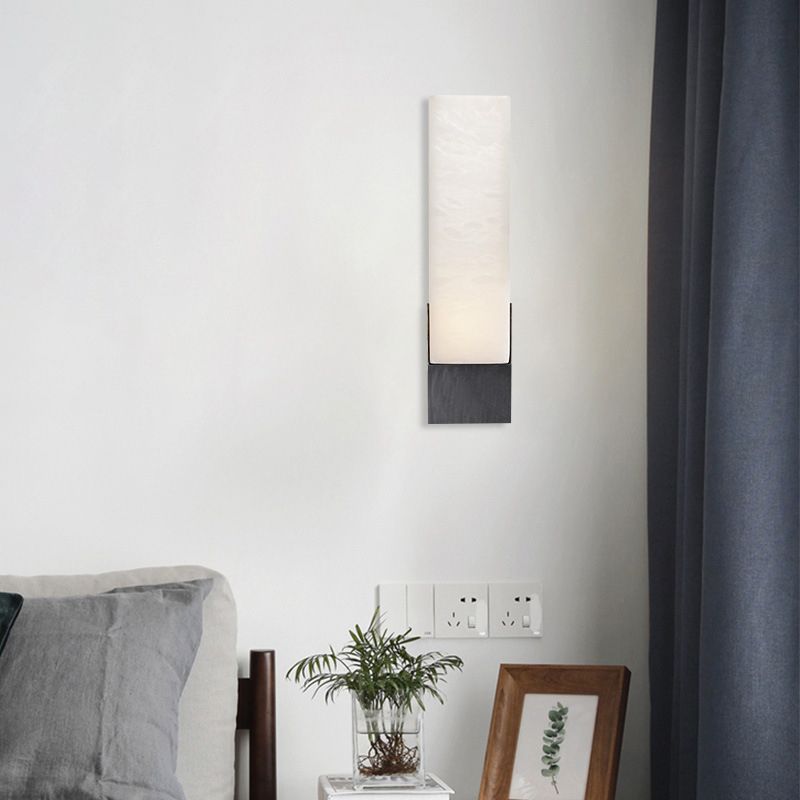 Modern Cuboid Sconce Light Fixture Stone 1-Light Wall Lights for Bedroom