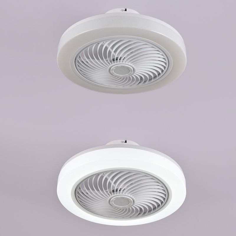 Weiße kreisförmige LED -Deckenlicht in moderner Einfachheit Schmiedeeisendecken -Deckenventilatoren mit Acrylschatten