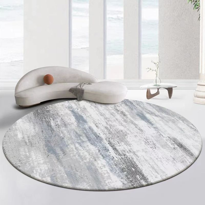 Gray Modern Rug Polyester Graphic Indoor Rug Non-Slip Backing Rug for Home Decor