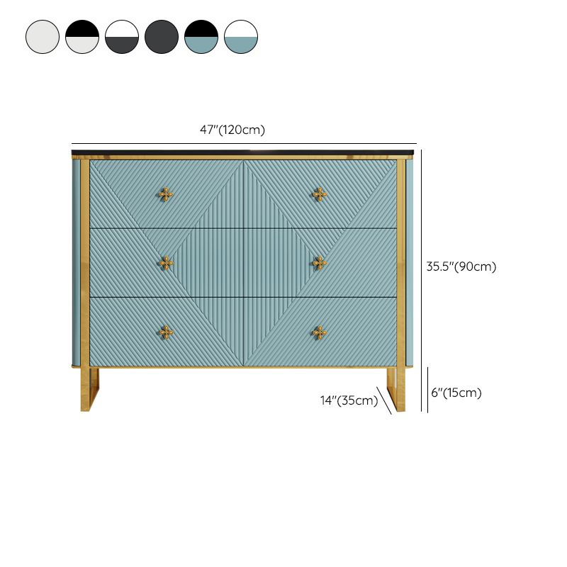 Glam Horizontal Double Dresser Stone Storage Chest Dresser for Bedroom