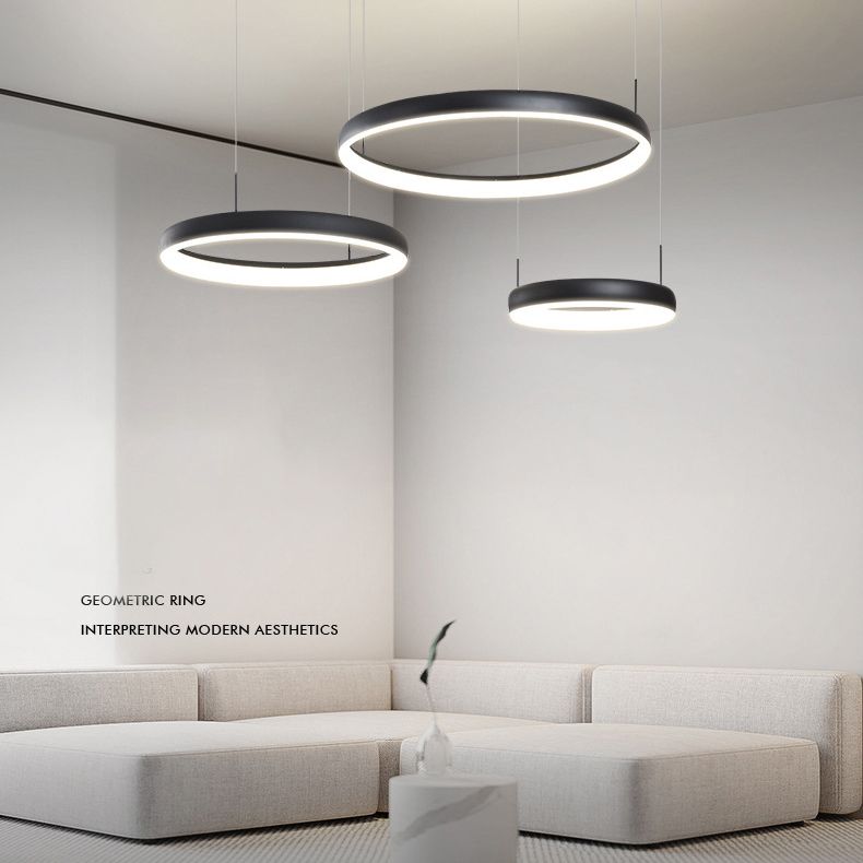 Circular Hanging Pendant Lights Modern Style Metal Chandelier Light Fixture