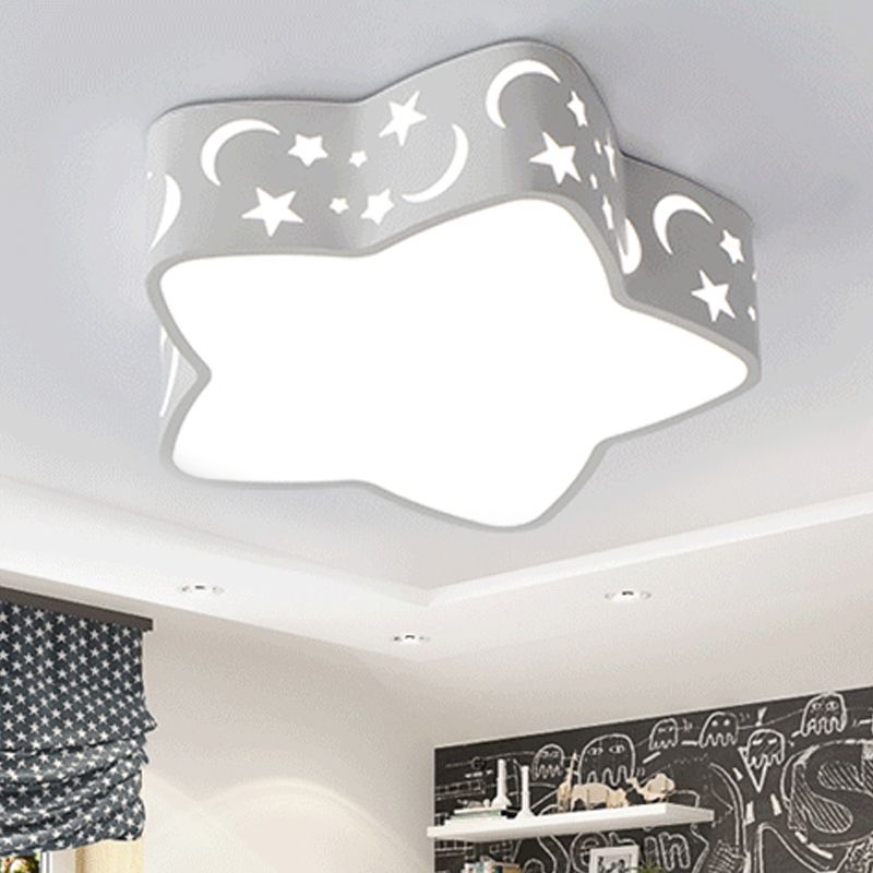Modern Etched Star Ceiling Mount Light Acrylique Blanc LED Ceiling Lamp for Kid Bedroom