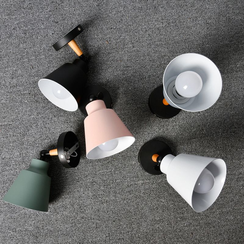 Metal Cone Shaped Sconce Light Fixture Nordic Style Wall Light Fixture for Bedroom