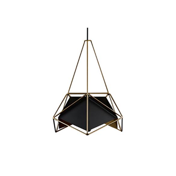 Luz de colgante de techo geométrico de latón/negro/blanco con protección de alambre metálico 1 sala de estar ligera luz suspendida