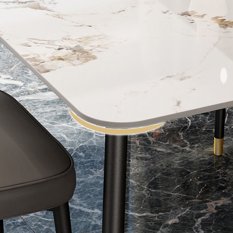 Nordic Dining Furniture Set 1/2/5/7 Pieces Rectangle Sintered Stone Table Armless Chairs