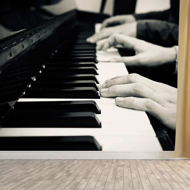 Black and White Piano Mural Decorative Wallpaper Wall Covering