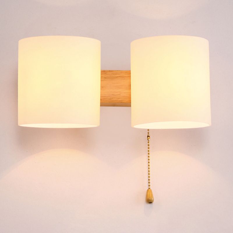 Cylinder Wall Sconce Lighting Modern Glass White Wall Mount Light Fixture for Bedroom