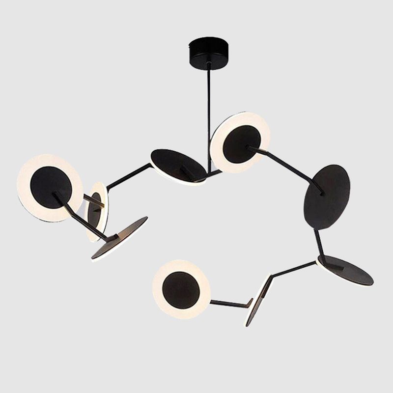 Moderne stijl metalen kroonluchter licht zwarte schotel schaduw hanglamp voor woonkamer