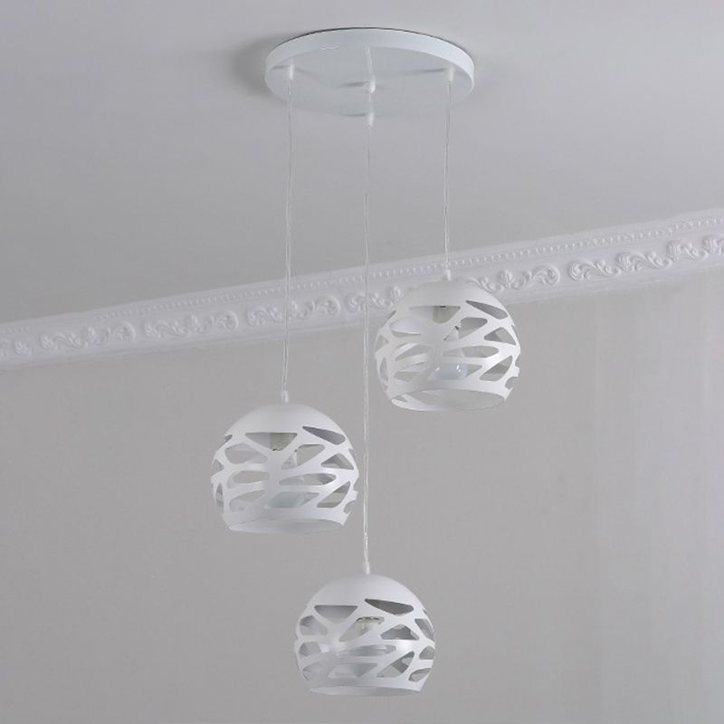 Ronde 3 lichte cluster hanger moderne stijl metalen eetkamer hangend lichtarmatuur in wit
