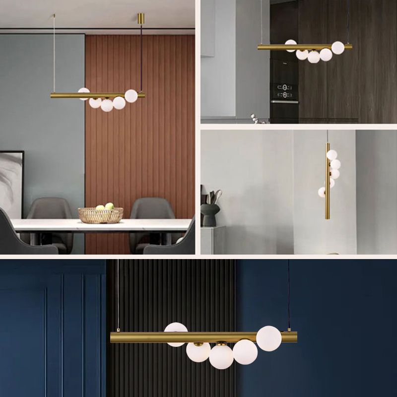 Modern Hanging Island Light Glass Hanging Lighting Fixture for Dining Room